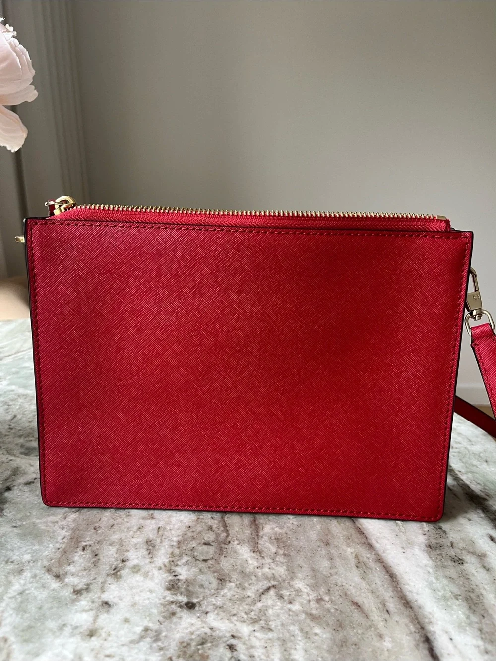 kate spade Red Saffiano Leather Crossbody Bag with Gold Hardware